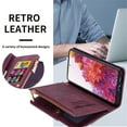 thumbnail image 7 of SaniMore for Samsung Galaxy S22 Case with Card Slot, Line Stitching Metal Button Zipper Wallet PU Leather Cover with Folio Flip Kickstand + Hand Strap Shockproof Protective Shell, Winered, 7 of 7