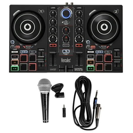 Hercules DJ CONTROL INPULSE 200 4-Pad DJ Controller+ Sound Card+Samson Mic