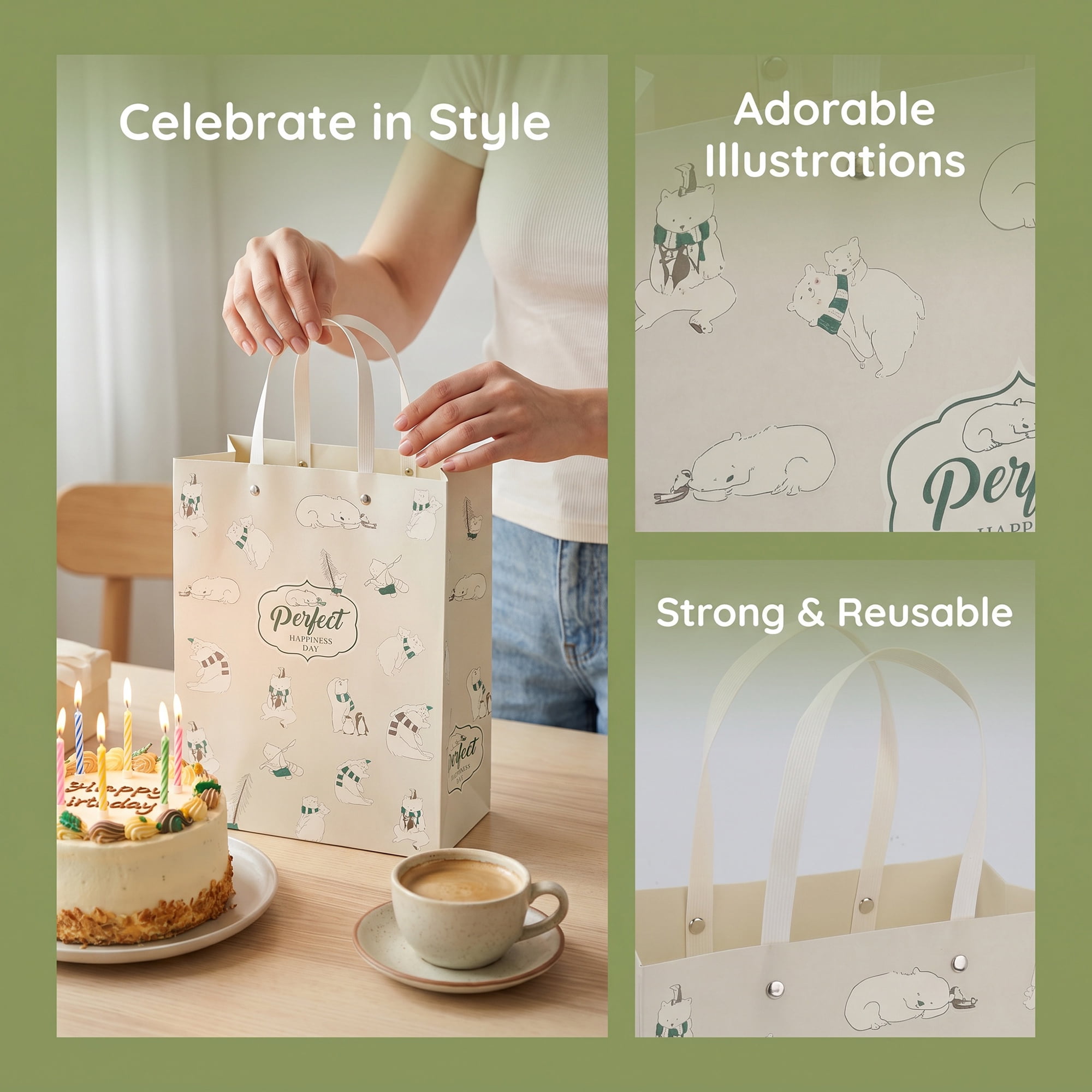 Unique Bargains Thick and Sturdy Gift Bags with High Weight Capacity White 8.5"x 4.3"x 11"