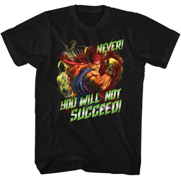 Street Fighter Never Succeed Black Adult T-Shirt