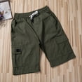 thumbnail image 2 of hirigin Men's Sports Casual Cargo Shorts Drawstring Loose Elastic High Waist Short Pants with Pockets, 2 of 7