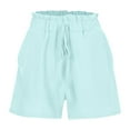thumbnail image 6 of Timegard Shorts for Women Elastic High Waist Loose Lounge Shorts with Pockets Summer Travel Solid Color, 6 of 6