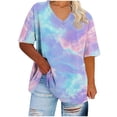 thumbnail image 4 of GERsome Plus Size Tops Womens V-Neck Summer Short Sleeve T-Shirts Loose Fit Basic Shirts Size 5XL, 4 of 6