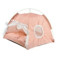 thumbnail image 3 of Tienda de campaña para mascotas de interior, desmontable, lavable, suave, cálida, antideslizante, bonita casa para perros con puerta de malla y ventana para todas las estaciones, color rosa, 3 of 12