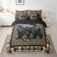 thumbnail image 2 of 7 Piece Bear Bedding Sets Queen Size Rustic Bear Paw Print Bed in a Bag Western Woodland Animal Comforter Set with Sheets Farmhouse Wildlife Bed Set Bear Hunting Theme Sheets, 2 of 5