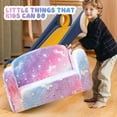 thumbnail image 5 of Baxluxe Velvet Toddler Sofa for Kids, Luminous Toddler Couch Folding Sofa Chair, Colorful 2-in-1 Convertible to Bed Kids Sofa, Sleeper Lounger Couch for Playing Room, Living Room, Rainbow, 5 of 8