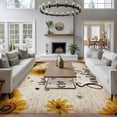 thumbnail image 3 of Area Rug for Living Room, Vintage Sunflowers Non-Slip Indoor Large Carpet for Bedroom/Dining Room, Spring Summer Retro Bees Yellow Floral Washable Low-Profile Rectangle Floor Runner Rugs - 6 x 9 Ft, 3 of 8