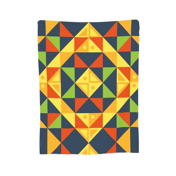 XMXY Fleece Throw Blanket for Couch, Square Triangle Geometry Lightweight Plush Fuzzy Cozy Soft Bed Blankets and Throws for Sofa, 60"x50" inches
