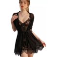 thumbnail image 1 of Lencería Babydoll Encaje Vestido Camisón Con Liguero Y Tanga, 1 of 8