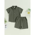 thumbnail image 2 of Bagilaanoe 2pcs Little Boy Short Pants Set Short Sleeve Shirt Tops + Shorts 4T 5T 6T 7T 8T Kids Casual Summer Outfits, 2 of 9