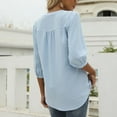 thumbnail image 5 of WBQ Women's Casual 3/4 Sleeve Henley V-Neck Shirt Button Up Pleated Blouses Swiss Dot Blouse Tops T-Shirts S-XXL, 5 of 7