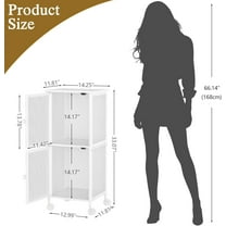 Small Bathroom Storage Cabinet with Movable Wheels, Wooden Bathroom Standing Shelf with 2 Metal Doors, Slim Bathroom Storage Cart for Small Spaces, Laundry, Kitchen, Narrow Stand Storage Unit, White