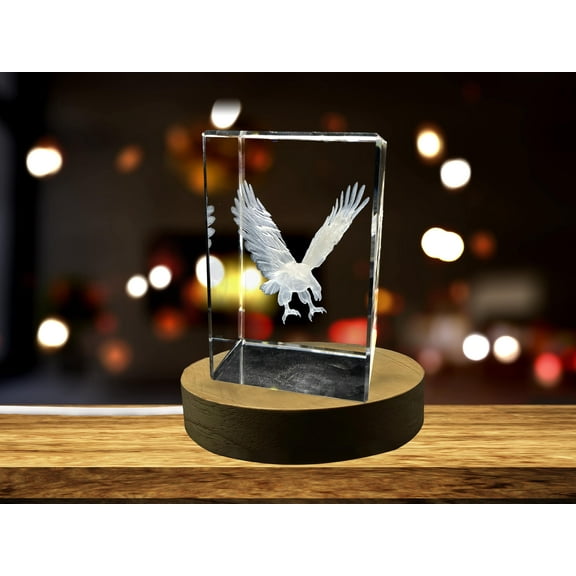 American Eagle 3D Engraved Crystal Collectible Keepsake Clear - AB Crystal Collection