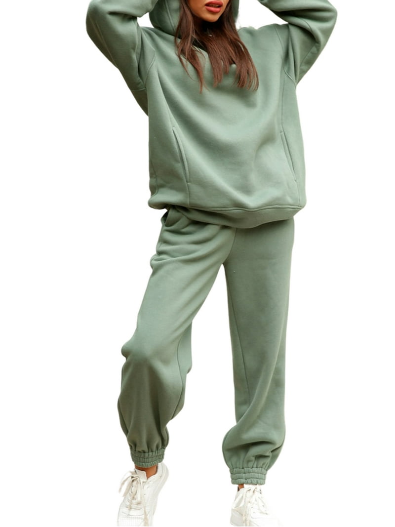 Women Casual Piece Outfits Long Sleeve Pullover Hoodie and