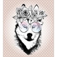 thumbnail image 3 of Ambesonne Alaskan Malamute Duvet Cover Sets, Wreath Sunglasses, 2-Twin, Warm Taupe Black White, 3 of 3