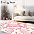 thumbnail image 2 of ODIKA 2'x3' Machine Washable Non-Slip Area Rug, Scrollwork with Damask Flourish Motifs High Traffic Rug with Pad, Pink, 594628, 2 of 8