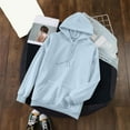 thumbnail image 4 of Cute Sweatshirts for Women Solid Color Sweatshirt Womens Daily Long Casual Down For Womens Pocket Hooded Sweatshirts Pullover Sleeve Button V Drawstring Hoodies Neck Women's Hoodies Sweatshirts, 4 of 7