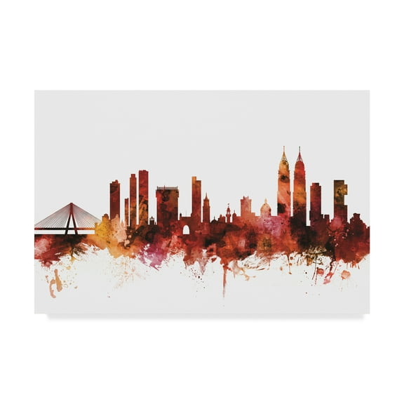 Trademark Fine Art 'Mumbai Skyline India Bombay Red' Canvas Art by Michael Tompsett