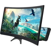 LQQBOX 12 Inches Phone Screen Magnifier, 3D HD Movie Screen Magnifying with Curved Surface Design Movies Videos Amplifier Foldable Phone Stand Screen Amplifier for All Smartphone - Black