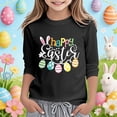 thumbnail image 2 of Zylarhe Girls Easter Shirt Easter Bunny Letter Print Casual Tee Soft Blouse Top Outfit For Girls Short Sleeve Shirt 3-4 Years Black, 2 of 2