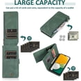 thumbnail image 3 of Compatible with Samsung Galaxy A13 5G Wallet Case Tempered Glass Screen Protector Zipper Leather Flip Cover Card Holder Stand Cell Accessories Phone Cases for Glaxay A 13 Gaxaly 13A Women Men Green, 3 of 7