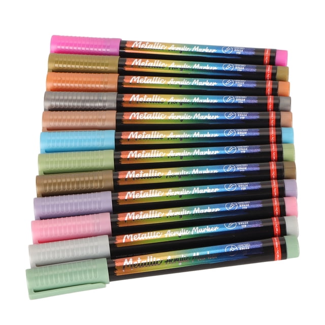 Marcadores Acrílicos, Marcadores De Pintura Acrílica De 12 Colores Colores Vibrantes Multiusos Para Hacer Tarjetas Para Piedra