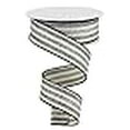 thumbnail image 2 of Fuzzy Ticking Stripe on Cotton Wired Edge Ribbon - 10 Yards (Black, Beige, 1.5 Inch), 2 of 2