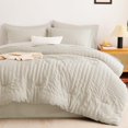 thumbnail image 3 of Juego de cama CozyLux Queen Seersucker, edredón, 7 piezas, avena, 3 of 9