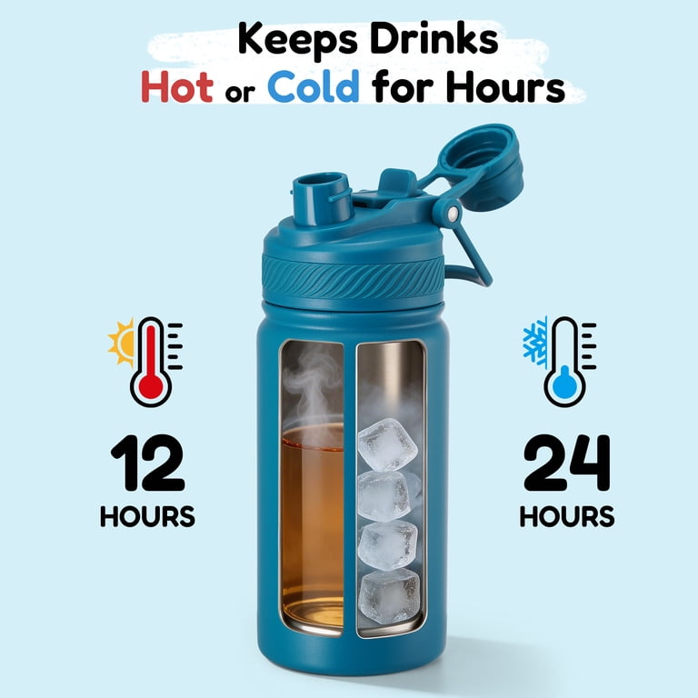 Hawsaiy 12oz Kids Insulated Water Bottle, Blue photo 6
