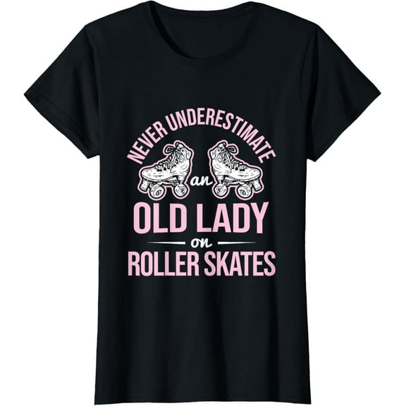 Old Lady On Roller Derby Roller Skating Roller Skate T-Shirt