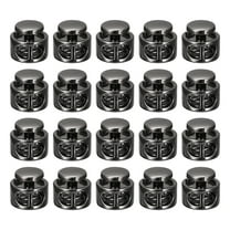 Uxcell 20pcs Double Hole Metal Spring Cord Locks Round Toggle Stoppers Stop Sliding Cord Fasteners Locks, Black