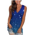 thumbnail image 2 of gakvbuo Summer Plus Size Tank Top for Women Summer Tops Dressy Casual Trendy V Neck T Shirts Rolled Sleeveness Tie Dye Gradient Printed Side Split Vest Blouse Tee, 2 of 4