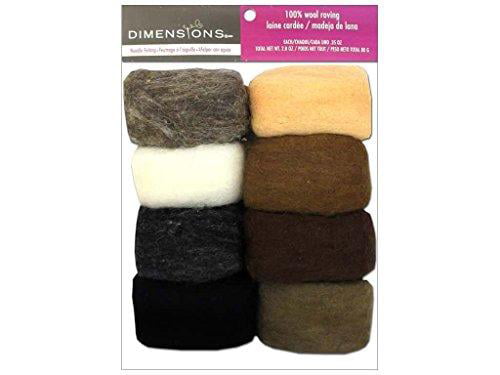80g Dimensions Needlecrafts Natural Earth Tone Wool Roving for Needle Felting 8 pack 