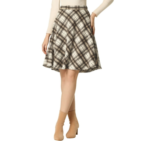 Unique Bargains Women's Halloween Costume Elastic Waist Knee Length Vintage Skirt M Khaki