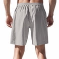 thumbnail image 4 of Men's Cotton Linen Blend Shorts, Relaxed-Fit Beach Shorts with Drawstring Waist & Natural Breathable Fabric ,Light Gray 3XL, 4 of 4
