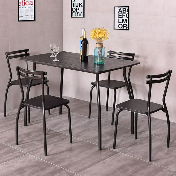 Costway 5 Piece Dining Set Table And 4 Chairs Home Kitchen Room Breakfast Furniture Walmart Com Walmart Com