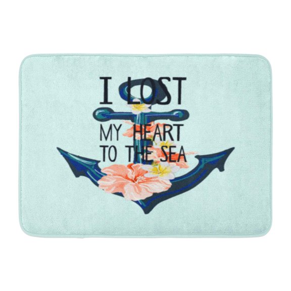 GODPOK Brush Abstract I Lost My Heart to The Sea Lettering Design for Stickers Advertisement Anchor Calligraphy Rug Doormat Bath Mat 23.6x15.7 inch