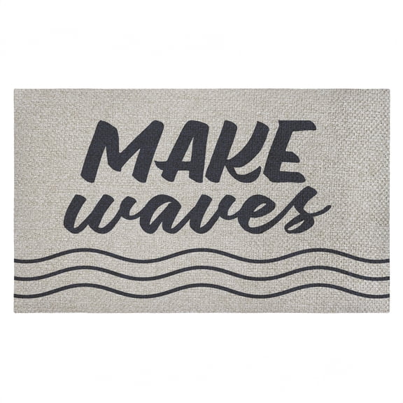 Make Waves Navy Blue Outdoor Door Mat, design by Lettered and Lined, 18"x30"