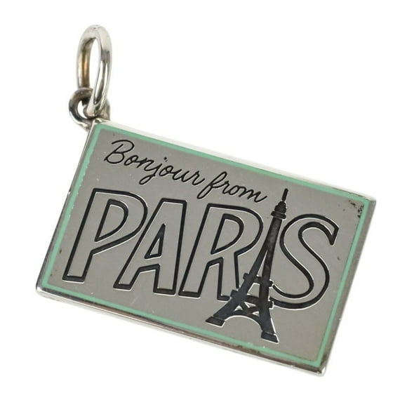 Pre-Owned Tiffany & Co. Bonjour from PARIS Postcard Charm Pendant Top AG925 Silver... (Good)
