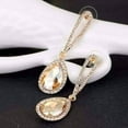 thumbnail image 5 of 14K Gold Plated Evening Splendor Champagne Austrian Crystal Drop Earrings for Woman in Three Elegant Colors, 5 of 7