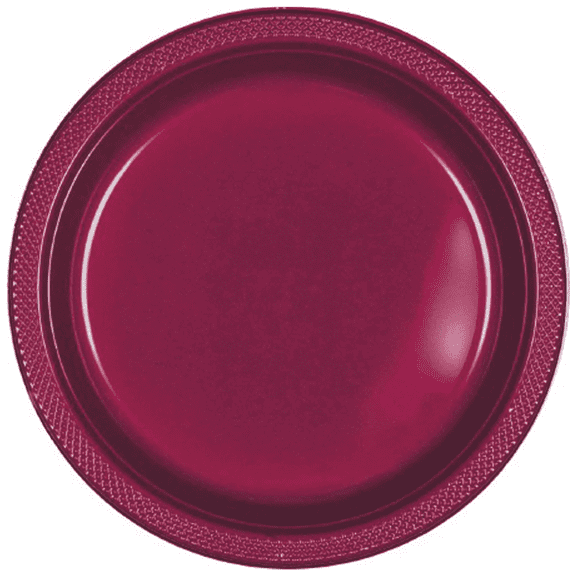 Vibrant Round Berry Red Plastic Plates - 7" (Pack of 20) - Perfect for Graduation and Party Themes