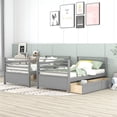 thumbnail image 3 of Twin Over Twin Bunk Bed with Two Storage Drawers,Detachable Wood Bunk Bed Frame with Inclined Ladder and Safety Guardrail,Convertible to 2 Separated Beds,Solid Wood Bunkbed for Kids Teens Adults,Gray, 3 of 7