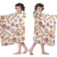 thumbnail image 4 of White Orange Baseball Gear Pattern Hooded Bath Towel，50"x30" for Ages 3 To 12 Kids, Quick Dry Lightweight Soft Microfiber Hood Beach Towel Cover Up for Kids, 4 of 7