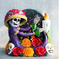 Gothic Sugar Skull Day of The Dead Roses And Flowers Lady Catrina Coaster Set