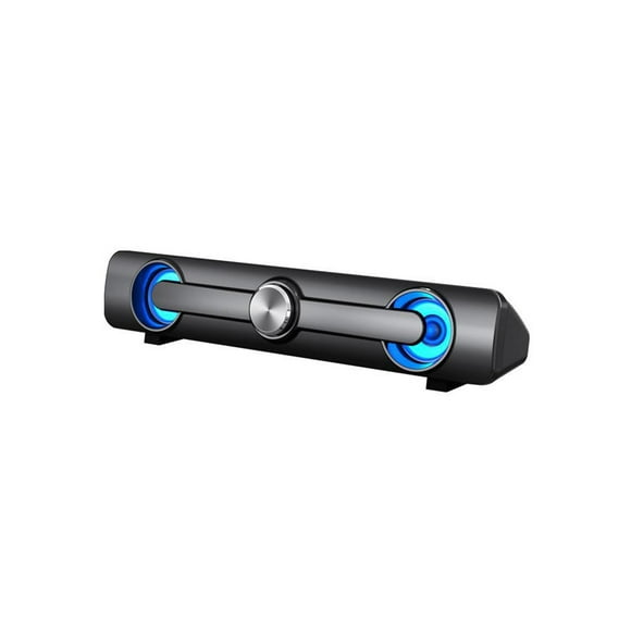 Allinless Haut-Parleur Bluetooth Filaire et Sans Fil 2.0 Canaux avec Lumières LED et Réglage à Bouton, Noir