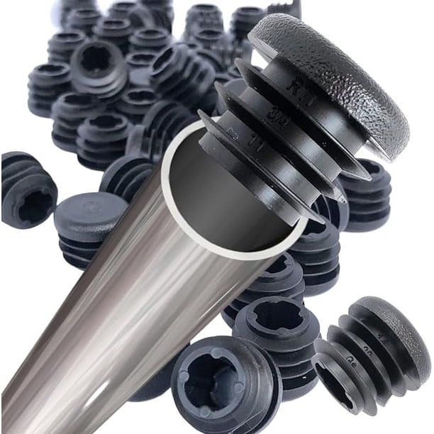 Tapón de plástico redondo negro, 8 piezas, insertos de tubo, tapón de inserción para pata de Silla, tapon de tubo
