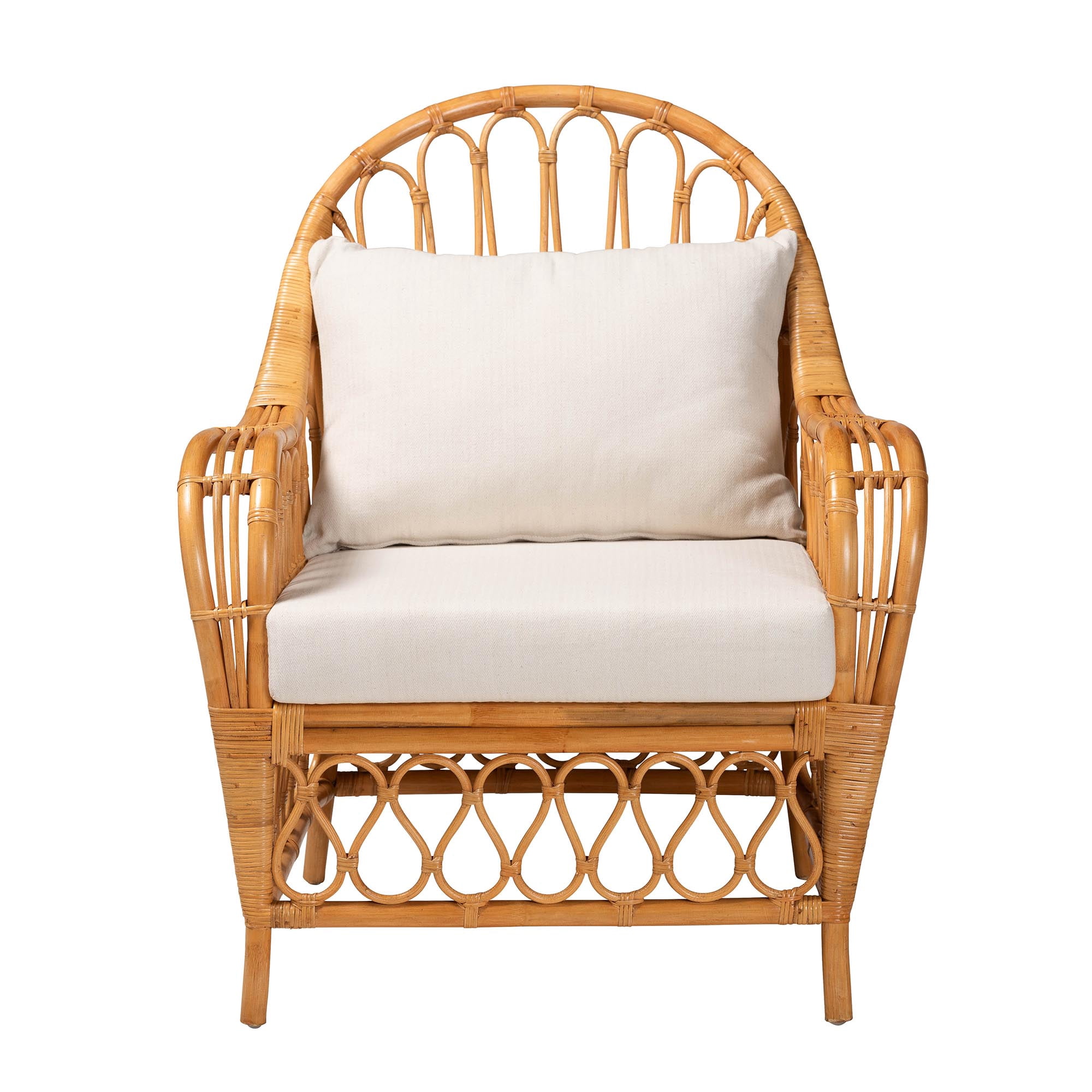 bali & pari Reina Boho Arm Chair, Square, Light Honey