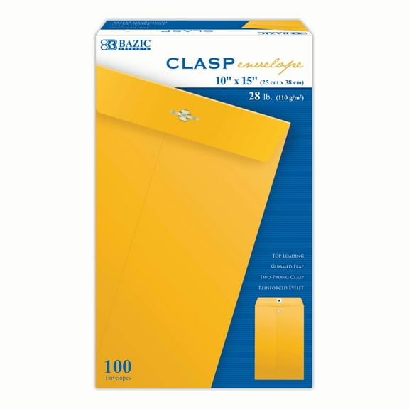 Bazic 8246 10 x 15 in. Clasp Envelope - 100 per Box
