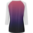 thumbnail image 4 of LYEAA Tops for Women/3/4 Sleeve Crew Neck T-shirt Fashion Color Block Gradient Tees Loose Soft Comfortable Blouse Dressy Casual Breathable Trendy Clothing Purple L, 4 of 4