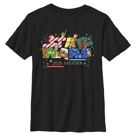 Boys Star Wars Happy Holidays 2025 Vacation T Shirt